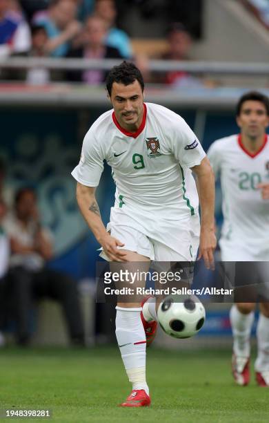 June 11: Hugo Almeida of Portugal on the ball during the UEFA Euro 2008 Group A match between Czech Republic and Portugal at Stade De Geneve on June...