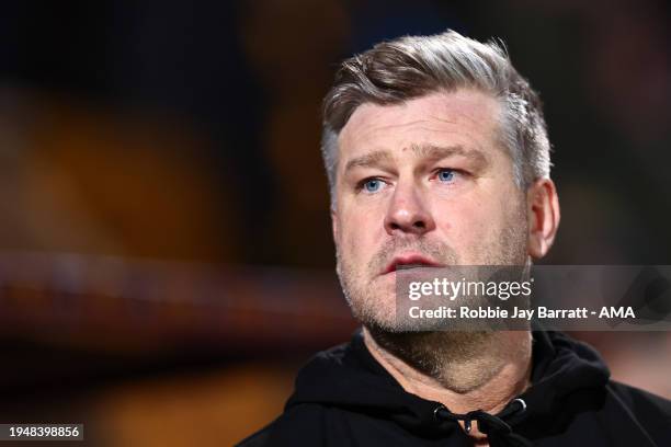 Karl Robinson the head coach / manager of Salford City during the Sky Bet League Two match between Bradford City and Salford City at on January 23,...