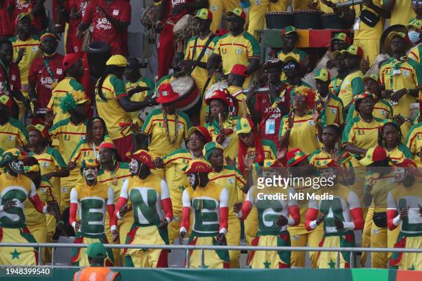 Senegal fans during the TotalEnergies CAF Africa Cup of Nations group stage match between Guinea and Senegal at on January 23, 2024 in Yamoussoukro,...