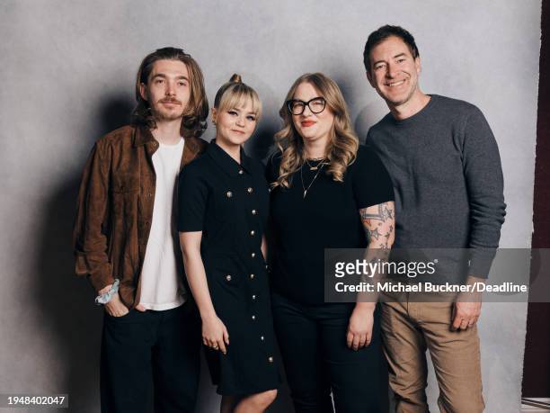 Austin Abrams, Megan Stott, Mel Eslyn and Mark Duplass are photographed for Deadline at the Deadline Studio during the 2024 Sundance Film Festival on...