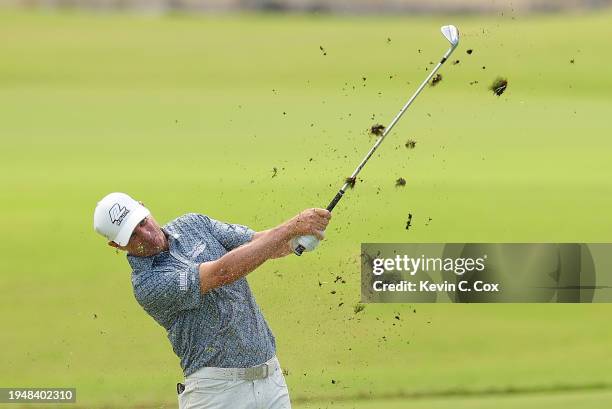 Steven Alker of the United States plays a shot on the third hole during the final round of the Mitsubishi Electric Championship at Hualalai Golf Club...