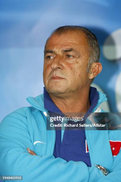 June 7: Fatih Terim, Turkey Coach portrait before the UEFA Euro 2008 Group A match between Portugal and Turkey at Stade De Geneve on June 7, 2008 in...