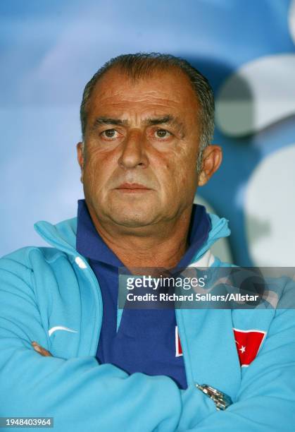 June 7: Fatih Terim, Turkey Coach portrait before the UEFA Euro 2008 Group A match between Portugal and Turkey at Stade De Geneve on June 7, 2008 in...