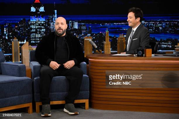 Episode 1908 -- Pictured: Actor & comedian Kevin James during an interview with host Jimmy Fallon on Tuesday, January 23, 2024 --