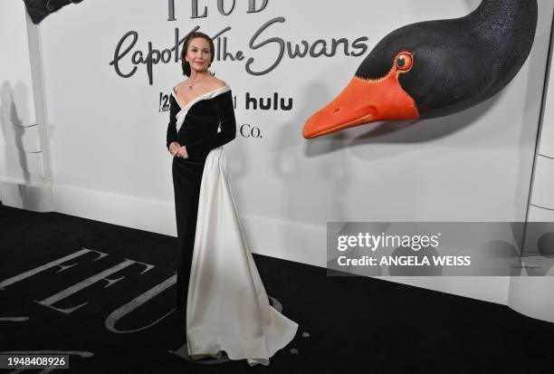 Actress Diane Lane arrives for FX's "Feud: Capote vs. The Swans" premiere at the Museum of Modern Art in New York, on January 23, 2024.