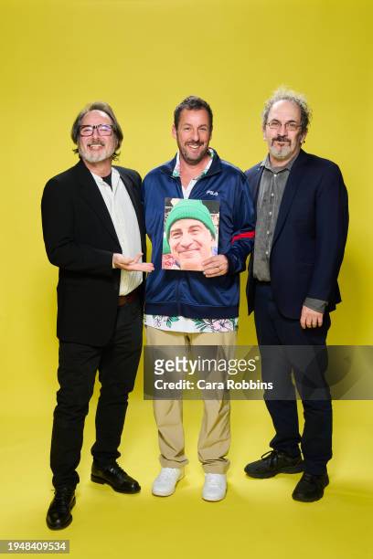 In this image released on January 24, Robert Marianetti, Adam Sandler, and Robert Smigel pose for a portrait during the 26th Annual Family Film And...