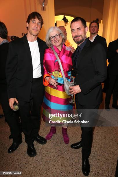 Tobias Frericks, Claudia Loewe, Clemens Schick during the Cartier x Babelsberg dinner at Martin Gropius Bau on January 23, 2024 in Berlin, Germany.