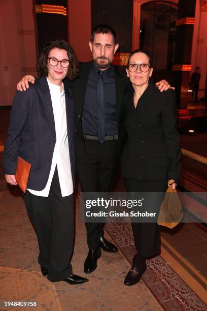 Lisy Christl, Clemens Schick, Heiker Merker during the Cartier x Babelsberg dinner at Martin Gropius Bau on January 23, 2024 in Berlin, Germany.