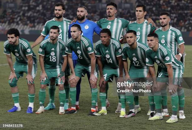 Algeria's starting players are posing for a group photo before the 2024 Africa Cup of Nations Group D football match between Algeria and Mauritania...