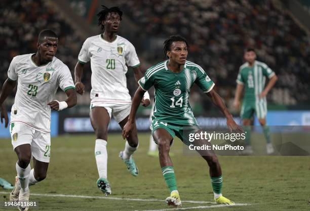 Algerian Hicham Boudaoui is playing during the 2024 Africa Cup of Nations Group D football match between Algeria and Mauritania at the Stade de la...