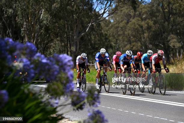 Antonio Morgado Tomas of Portugal and UAE Team Emirates, Gil Gelders of Belgium and Team Soudal Quick-Step, Franck Bonnamour of France and Decathlon...