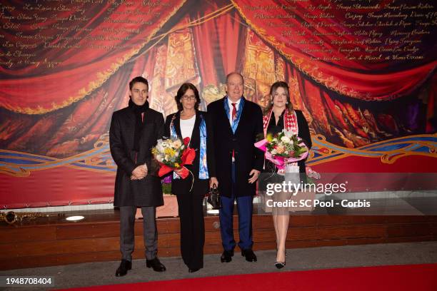 Louis Ducruet, Princess Stephanie of Monaco, Prince Albert II of Monaco and Camille Gottlieb attend the 46th International Circus Festival on January...