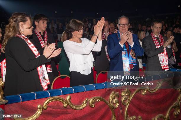 Camille Gottlieb, Princess Stephanie of Monaco, Prince Albert II of Monaco and Louis Ducruet attend the 46th International Circus Festival on January...