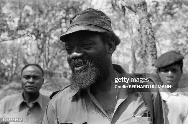 Angolan president of the UNITA Jonas Savimbi poses on September 9, 1974 at his headquarters located in a forest in eastern Angola. UNITA waged a...