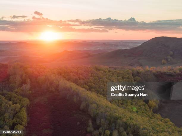 aerial photography of the natural beauty of sunset - chifeng stock pictures, royalty-free photos & images