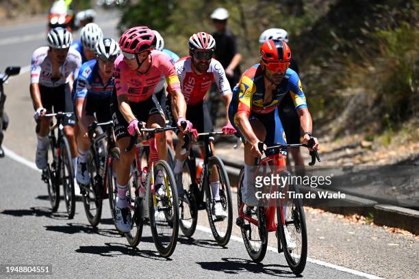 Stefan De Bod of South Africa and Team EF Education - Easypost and Jacopo Mosca of Italy and Team Lidl-Trek compete in the breakaway during the 24th...