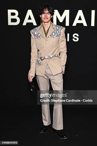 Callum Mullin attends the Balmain Homme Menswear Fall/Winter 2024-2025 show as part of Paris Fashion Week on January 20, 2024 in Paris, France.