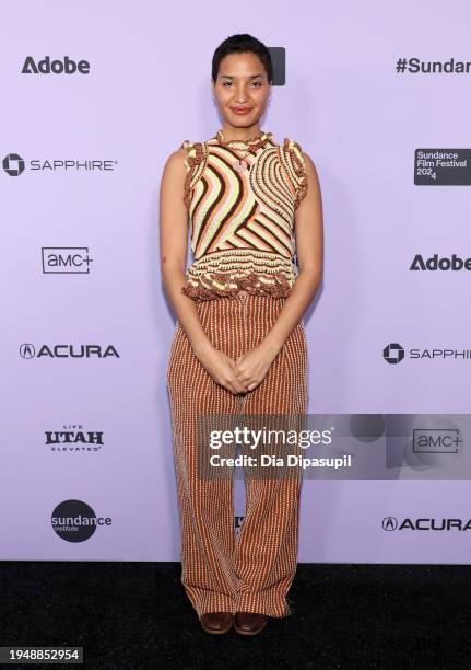 Indya Moore attends the "Ponyboi" Premiere during the 2024 Sundance Film Festival at Library Center Theatre on January 20, 2024 in Park City, Utah.