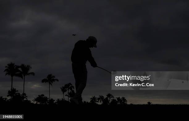 Steven Alker of New Zealand tees off the 16th hole during the final round of the Mitsubishi Electric Championship at Hualalai Golf Club on January...