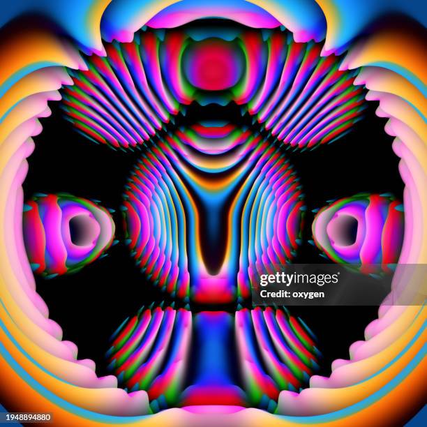 swirl abstract multicolored stipped motion speed shape hypnosis ufo alien circle spiritual space metaverse shape with black background - optical illusion stock pictures, royalty-free photos & images