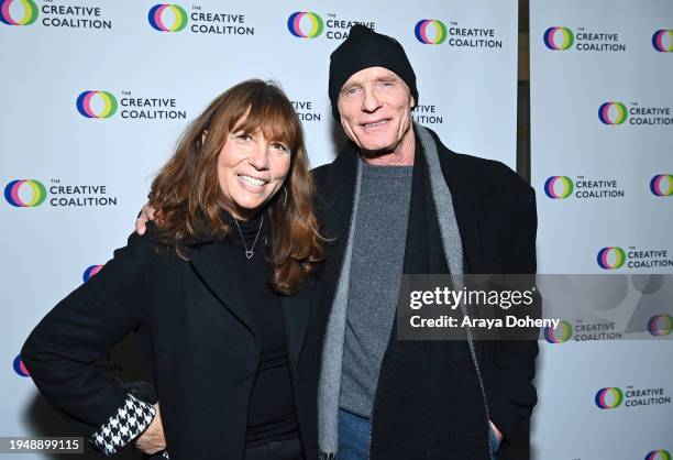 Robin Bronk and Ed Harris attend the 17th Annual Creative Coalition Spotlight Initiative Awards Gala at Buona Vita on January 20, 2024 in Park City,...