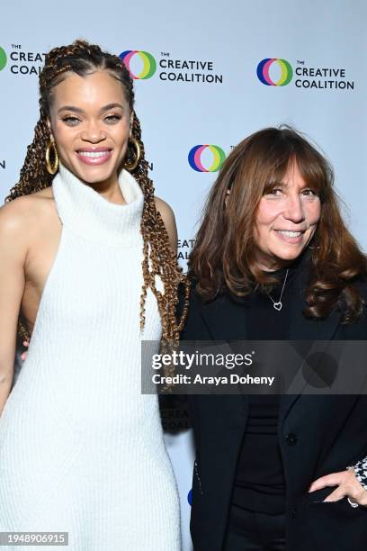 Andra Day and Robin Bronk attend the 17th Annual Creative Coalition Spotlight Initiative Awards Gala at Buona Vita on January 20, 2024 in Park City,...