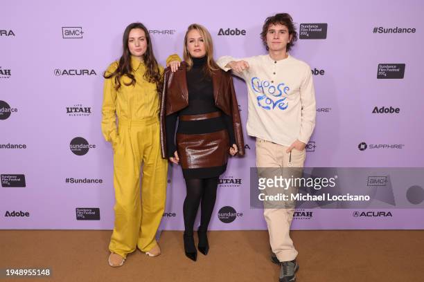 Gaite Jansen, Alicia Silverstone and Walt Klink attend the "Krazy House" Premiere during the 2024 Sundance Film Festival at Eccles Center Theatre on...