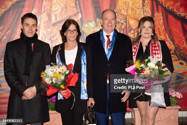 Louis Ducruet, Princess Stephanie of Monaco, Prince Albert II of Monaco and Camille Gottlieb attend the 46th International Circus Festival on January...