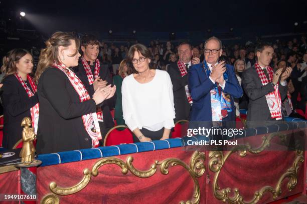 Camille Gottlieb, Princess Stephanie of Monaco, Prince Albert II of Monaco and Louis Ducruet attend the 46th International Circus Festival on January...