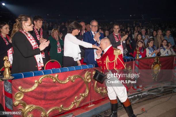 Camille Gottlieb, Princess Stephanie of Monaco, Prince Albert II of Monaco and Louis Ducruet attend the 46th International Circus Festival on January...