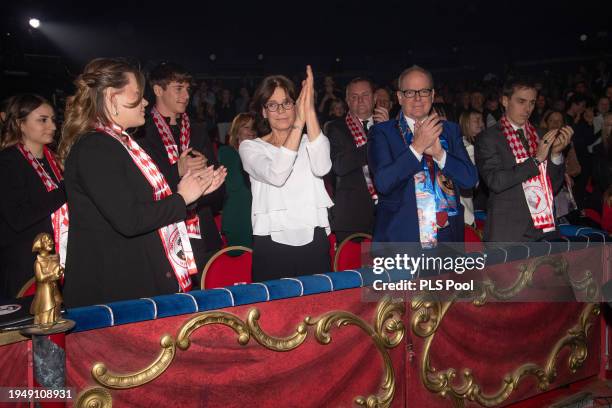 Camille Gottlieb, Princess Stephanie of Monaco, Prince Albert II of Monaco and Louis Ducruet attend the 46th International Circus Festival on January...