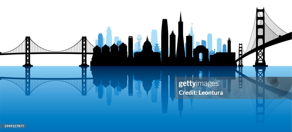 San Francisco Skyline Silhouette (All Buildings are Complete and Moveable)