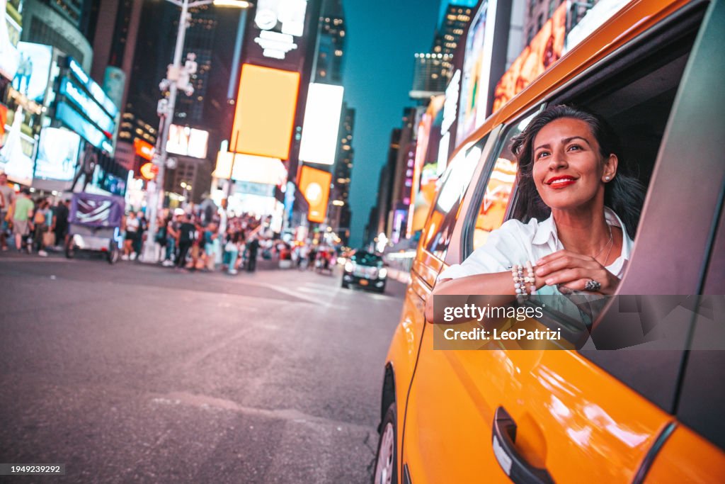 Viaje en taxi en Times Square, Nueva York