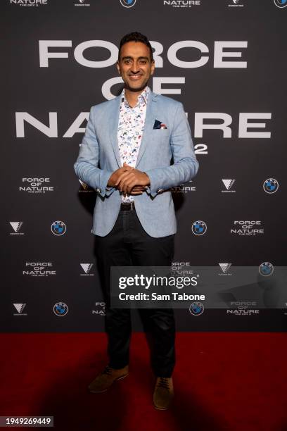 Waleed Aly attends the world premiere of "Force of Nature: The Dry 2" at Village Cinemas Tivoli on January 21, 2024 in Melbourne, Australia.
