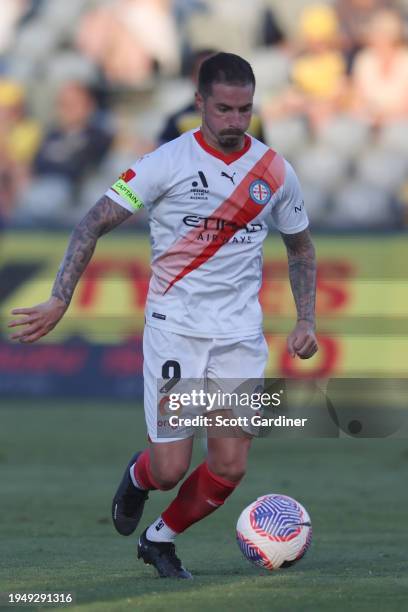 Jamie Maclaren of Melbourne City with the ballduring the A-League Men round 13 match between Central Coast Mariners and Melbourne City at Industree...