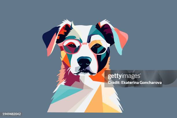 abstract drawing of a dog. - fumetto creazione artistica foto e immagini stock