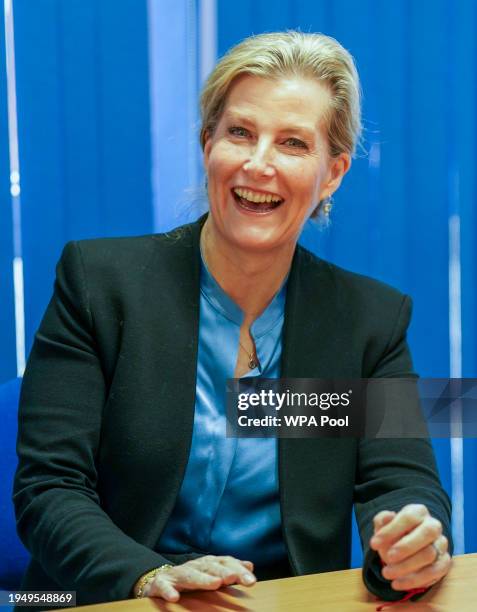 Sophie, Duchess of Edinburgh visits Harris Girls' Academy in East Dulwich on January 24, 2024 in London, England. The Duchess of Edinburg joined a...