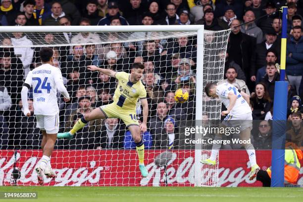 Daniel James of Leeds United scores his team's first goal during the Sky Bet Championship match between Leeds United and Preston North End at Elland...