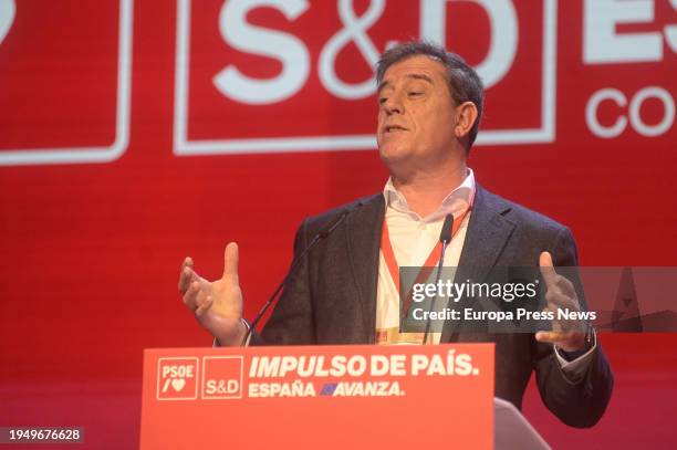 The PSdeG candidate for president of the Xunta de Galicia, Jose Ramon Gomez Besteiro, speaks at the closing of the PSOE political convention, on 21...