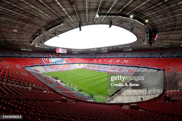 General view inside the stadium prior to the Bundesliga match between FC Bayern München and SV Werder Bremen at Allianz Arena on January 21, 2024 in...