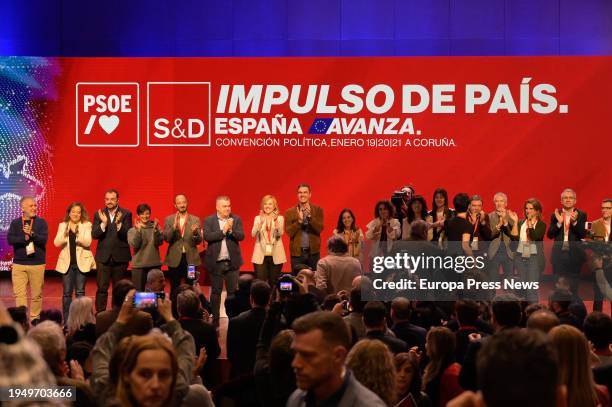 Family photo of PSOE members after the closing of the PSOE political convention, on 21 January, 2024 in A Coruña, Galicia, Spain. The PSOE celebrates...