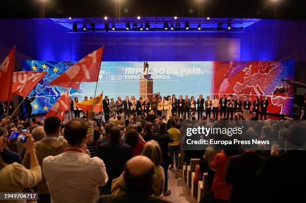 Family photo of PSOE members after the closing of the PSOE political convention, on 21 January, 2024 in A Coruña, Galicia, Spain. The PSOE celebrates...