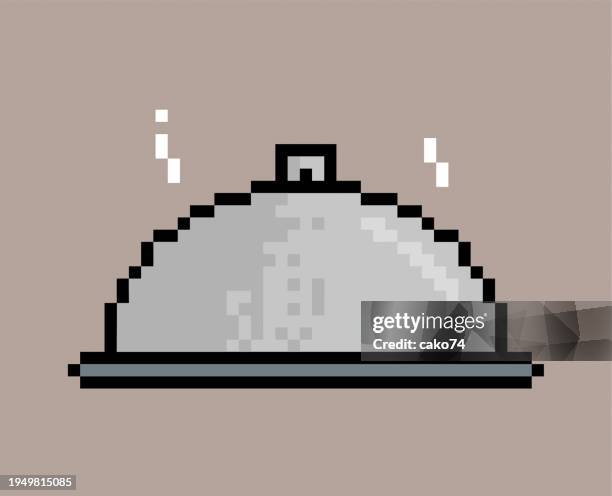 serving tray pixel illustration - serving platter stock illustrations