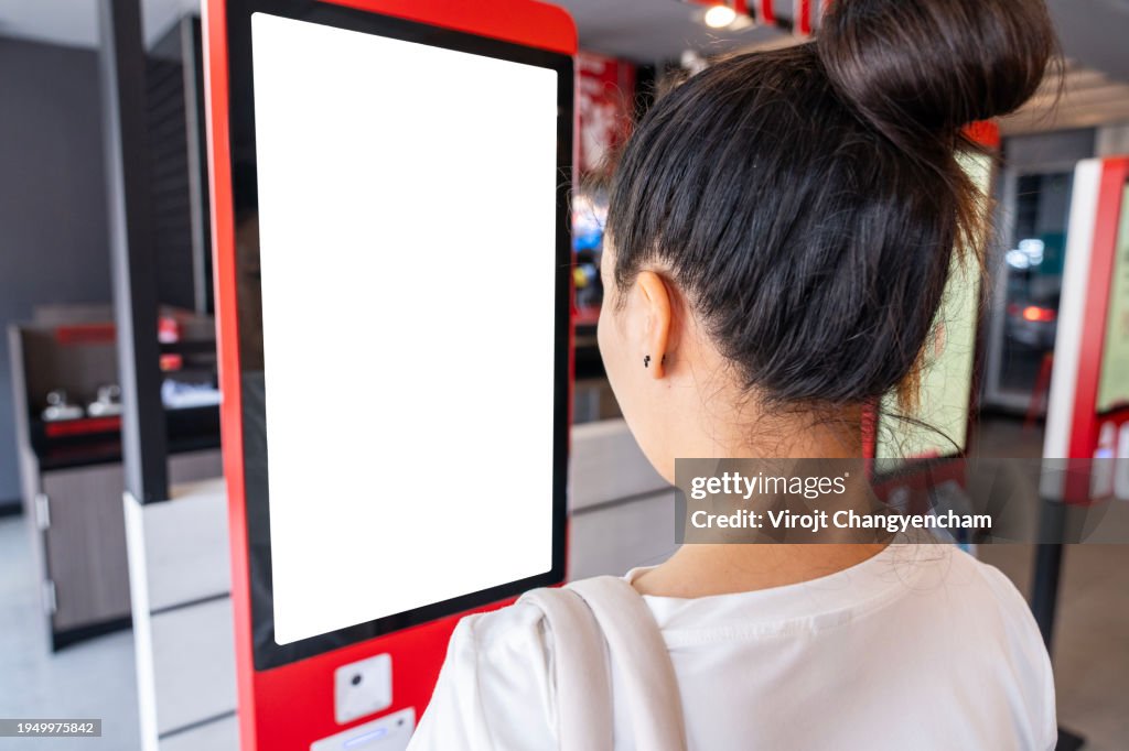 Kiosks ordering machine in a restaurant.
