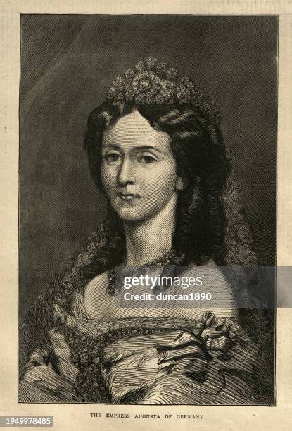 augusta of saxe-weimar-eisenach, was queen of prussia and the first german empress as the wife of william i, german emperor - augusta saxe weimar eisenach stock illustrations