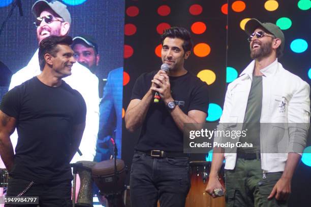 Karan Singh Grover, Akshay Oberoi and 3Hrithik Roshan attends the 'Fighter' film photocall on January 21, 2024 in Mumbai, India