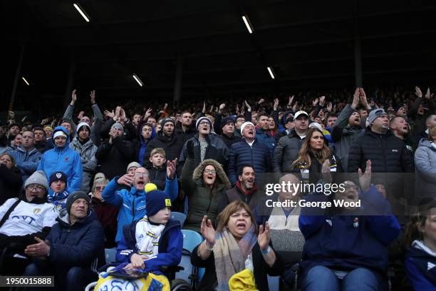 Leeds United fans react during the Sky Bet Championship match between Leeds United and Preston North End at Elland Road on January 21, 2024 in Leeds,...