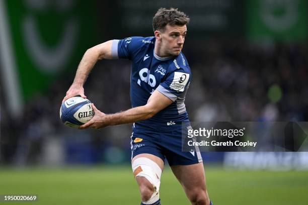 George Ford of Sale during the Investec Champions Cup match between Sale Sharks and Stade Rochelais at AJ Bell Stadium on January 21, 2024 in...