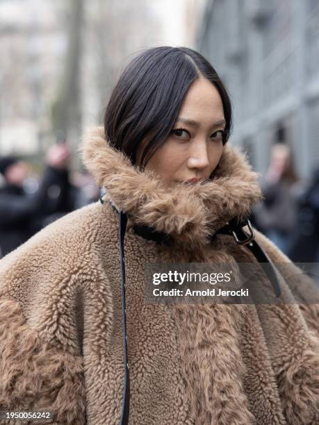 Soo Joo Park attends the Sacai Menswear Fall/Winter 2024-2025 show as part of Paris Fashion Week on January 21, 2024 in Paris, France.