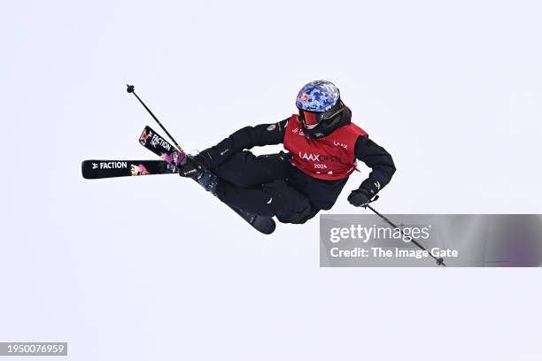 Ailing Eileen Gu of China competes during the Women's Freeski Slopestyle competition at the Laax Open on January 21, 2024 in Laax, Switzerland. On...